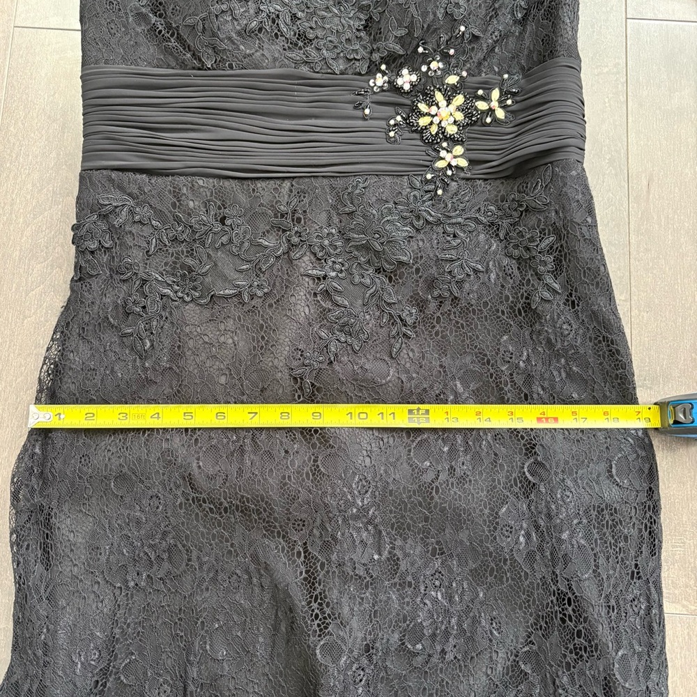 Alyce Paris Black Lace Evening Maxi Dress Size 12 (3/4) Sleeve Wedding Guest - Picture 8 of 13
